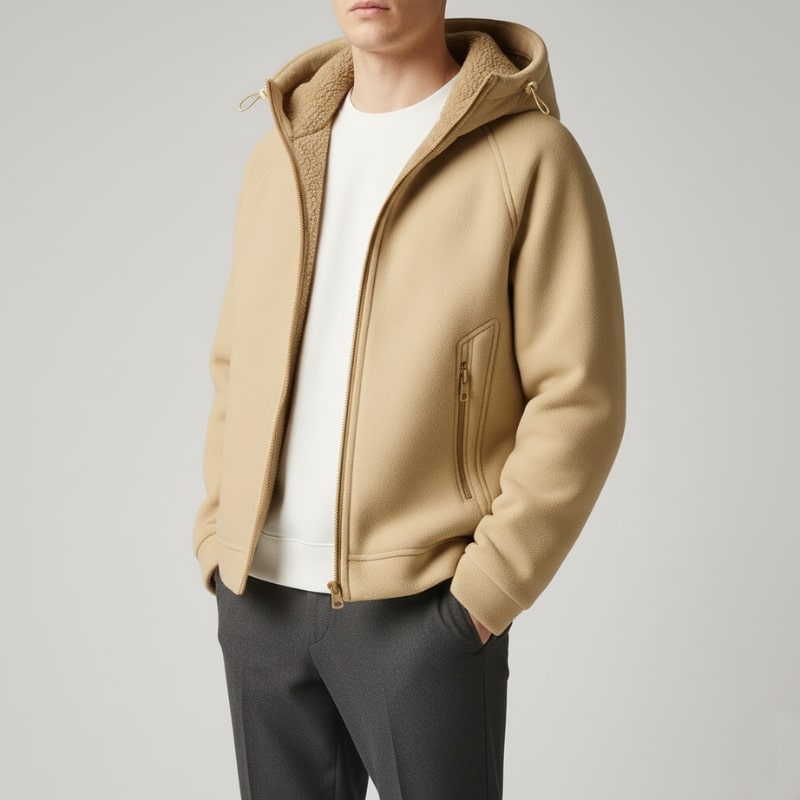 Sven Men’s Sherpa Lined Jacket – Warm Fleece Zip-Up Hooded Jacket for Cold Weather