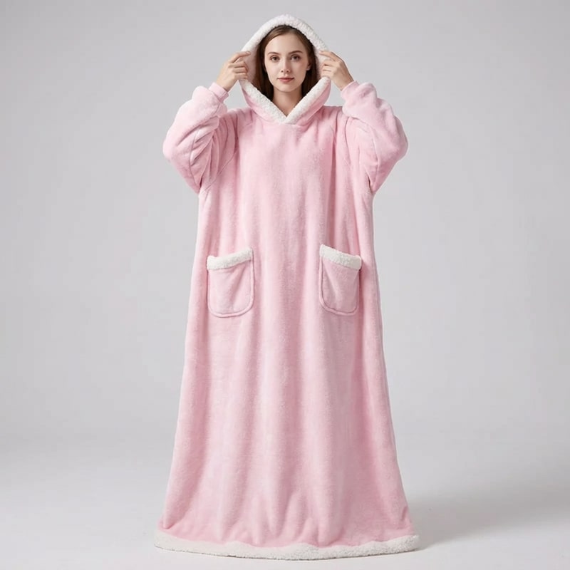 Ilse Women’s Hooded Plush Robe – Full-Length Soft Cozy Loungewear