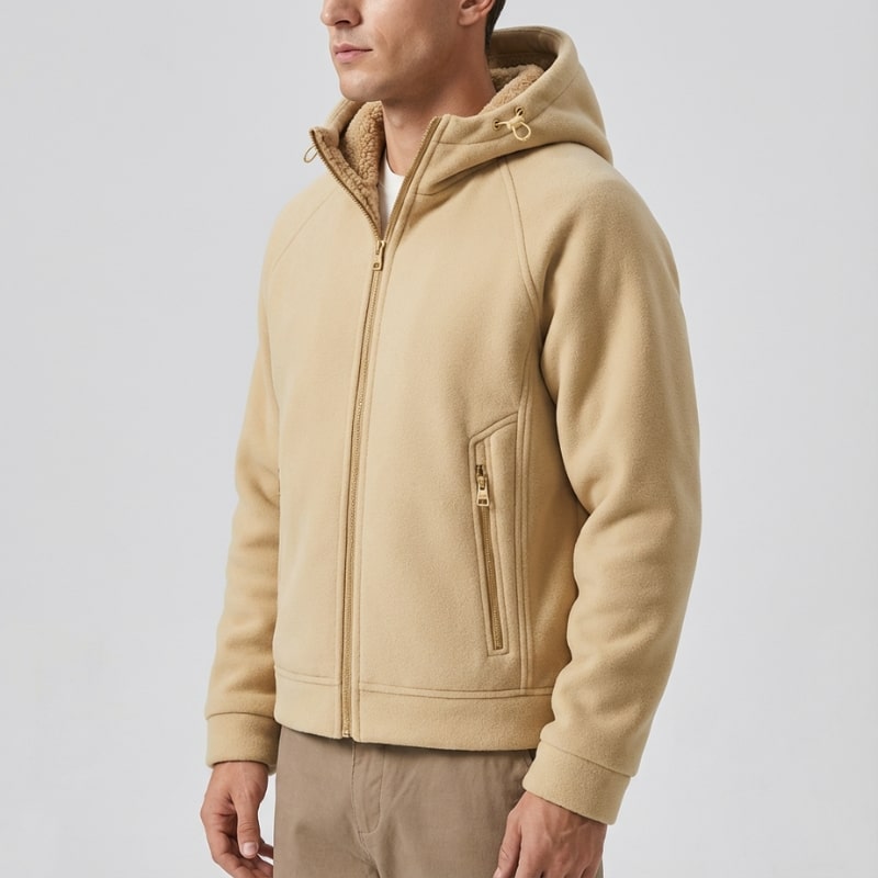 Sven Men’s Sherpa Lined Jacket – Warm Fleece Zip-Up Hooded Jacket for Cold Weather