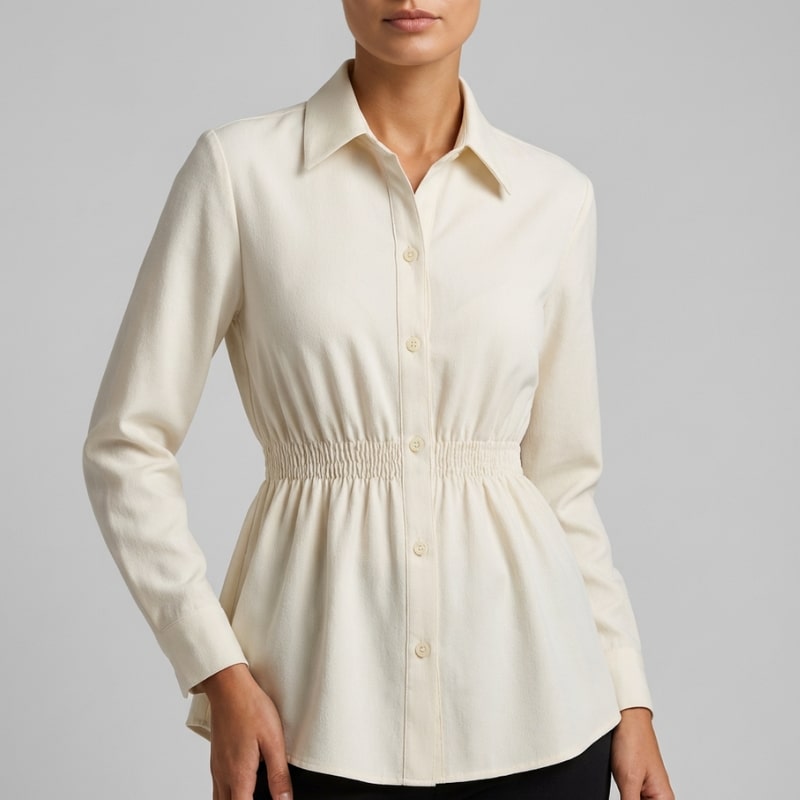 Naomi Women’s Button-Up Shirt – Soft Woven Fabric with Defined Waist Fit