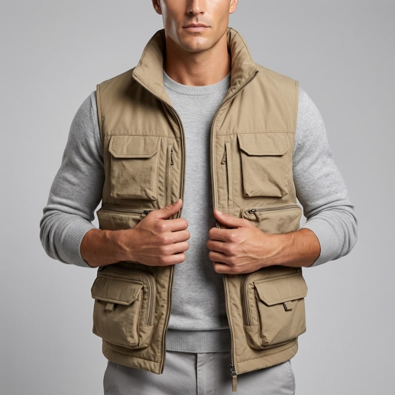 Emil Men’s Vest – Zip Front Multi-Pocket Lightweight Layering Utility Vest