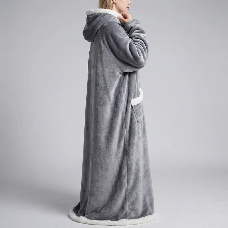 Ilse Women’s Hooded Plush Robe – Full-Length Soft Cozy Loungewear