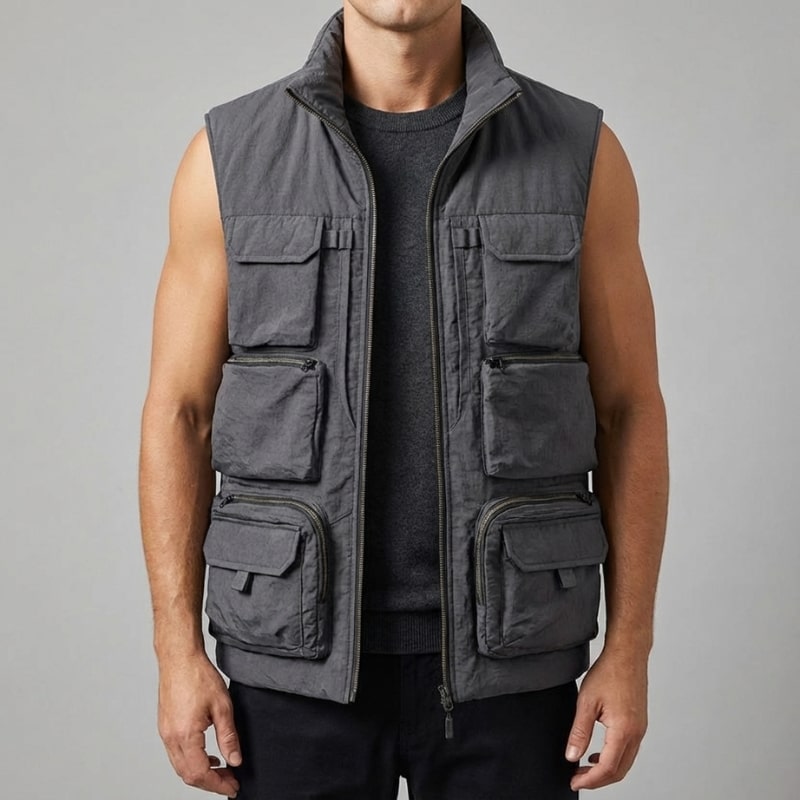 Emil Men’s Vest – Zip Front Multi-Pocket Lightweight Layering Utility Vest