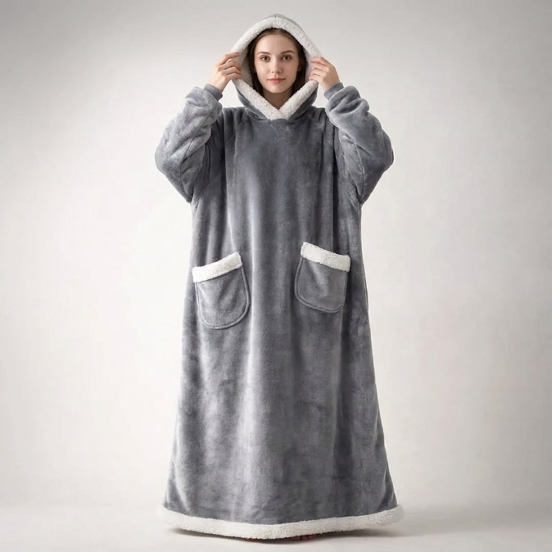 Ilse Women’s Hooded Plush Robe – Full-Length Soft Cozy Loungewear