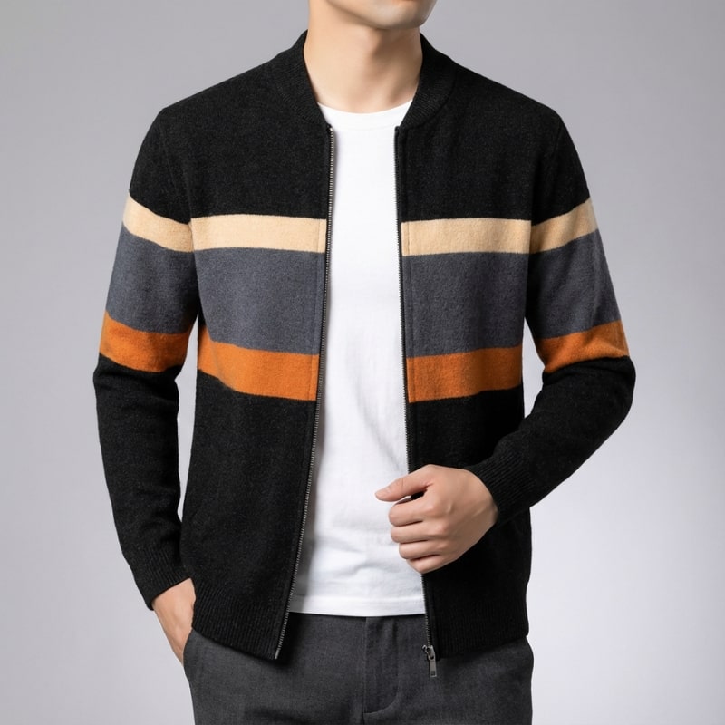 Matteo Men’s Zip Up Jacket – Soft Knit Lightweight Jacket for Cold Weather