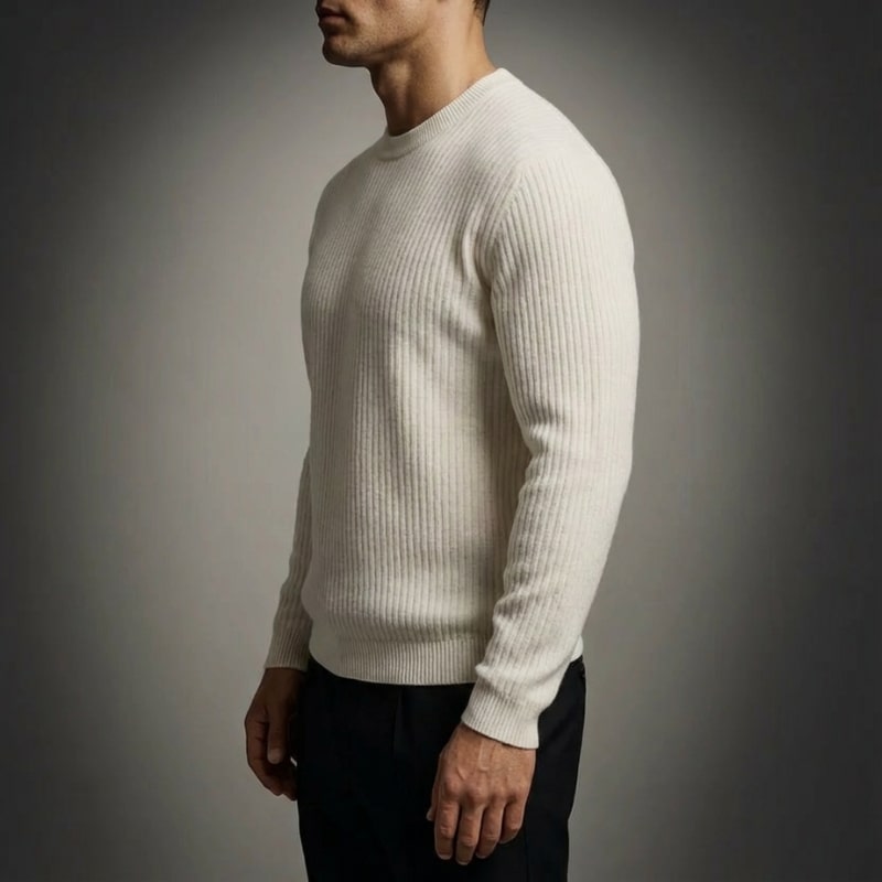 Raphaël Men’s Knit Sweater – Lightweight Structured Pullover with Vertical Texture