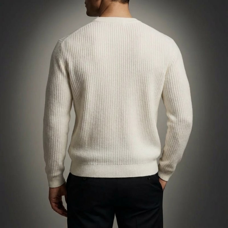 Raphaël Men’s Knit Sweater – Lightweight Structured Pullover with Vertical Texture