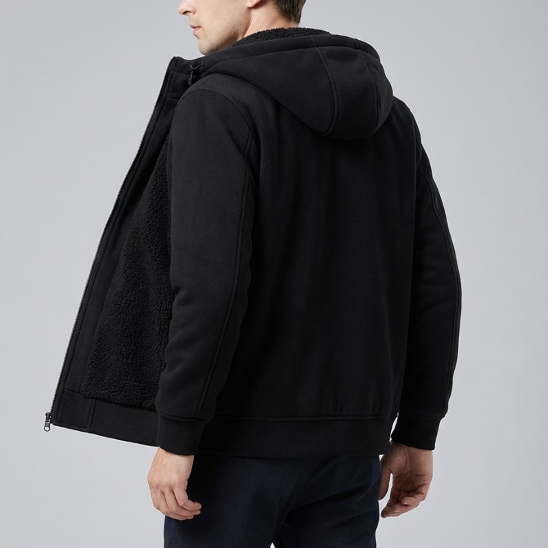 Sven Men’s Sherpa Lined Jacket – Warm Fleece Zip-Up Hooded Jacket for Cold Weather