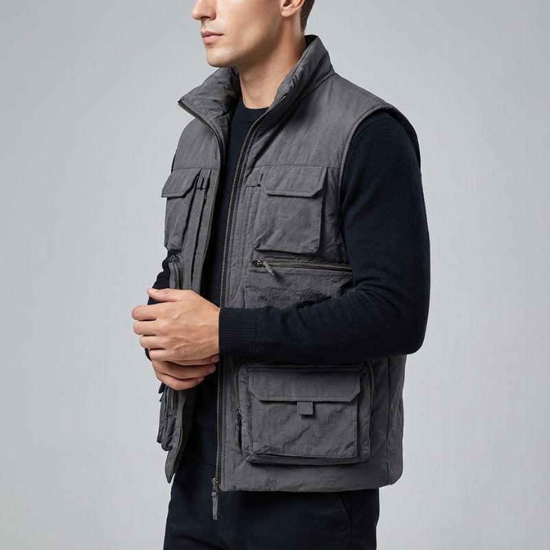 Emil Men’s Vest – Zip Front Multi-Pocket Lightweight Layering Utility Vest