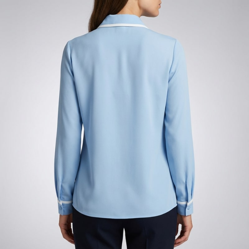 Thalia Women’s Blouse – Contrast Tie Cotton-Blend Button-Down Shirt with Structured Collar