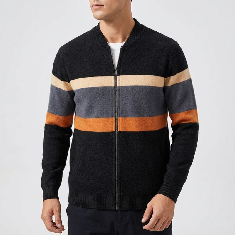 Matteo Men’s Zip Up Jacket – Soft Knit Lightweight Jacket for Cold Weather