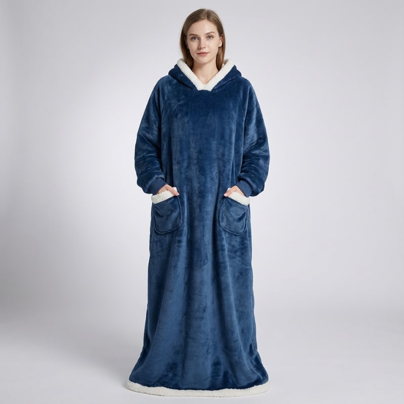 Ilse Women’s Hooded Plush Robe – Full-Length Soft Cozy Loungewear