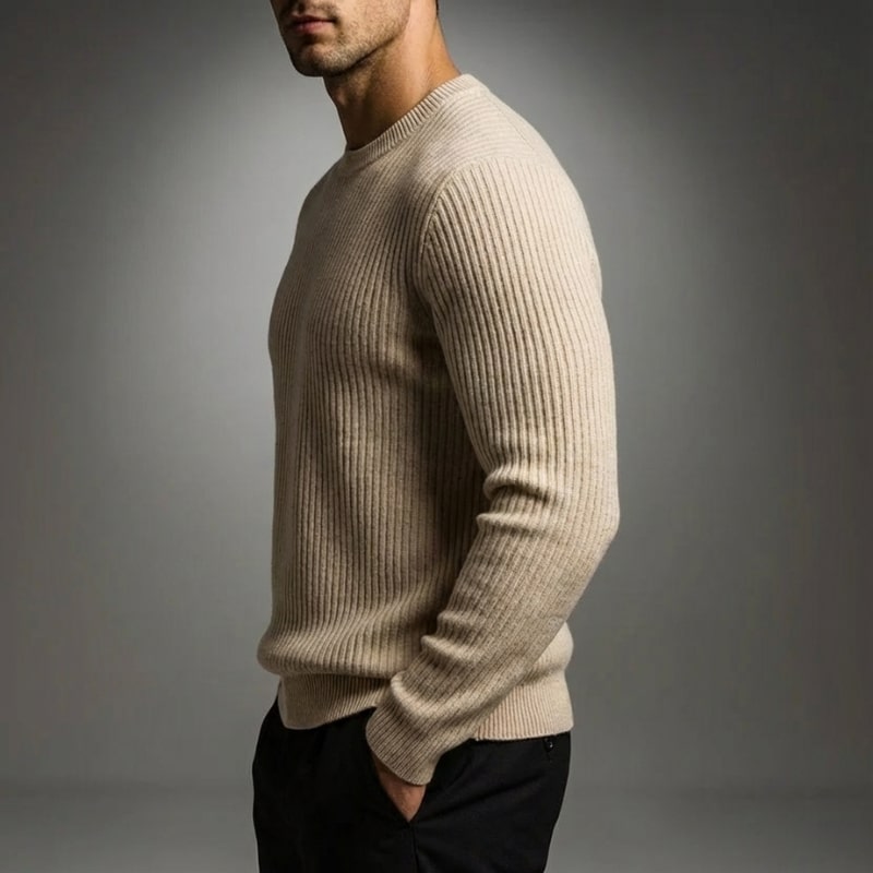 Raphaël Men’s Knit Sweater – Lightweight Structured Pullover with Vertical Texture