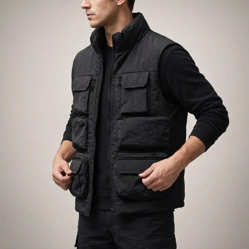 Emil Men’s Vest – Zip Front Multi-Pocket Lightweight Layering Utility Vest