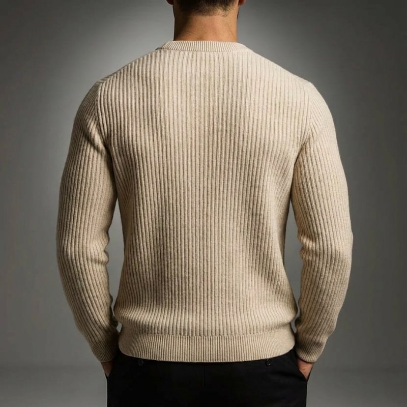 Raphaël Men’s Knit Sweater – Lightweight Structured Pullover with Vertical Texture