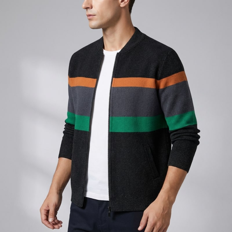 Matteo Men’s Zip Up Jacket – Soft Knit Lightweight Jacket for Cold Weather