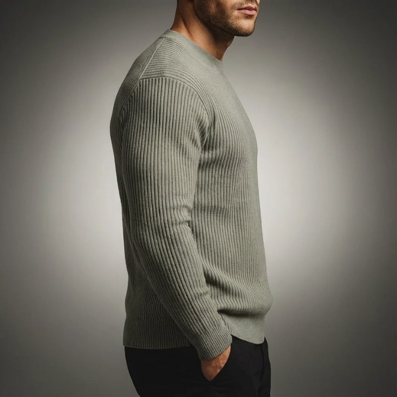 Raphaël Men’s Knit Sweater – Lightweight Structured Pullover with Vertical Texture
