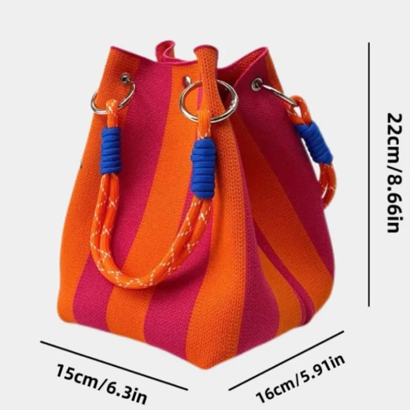 Valentina Women’s Woven Tote Bag – Bold Colors with Rope-Style Handles