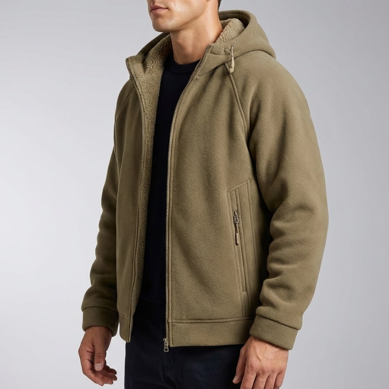Sven Men’s Sherpa Lined Jacket – Warm Fleece Zip-Up Hooded Jacket for Cold Weather