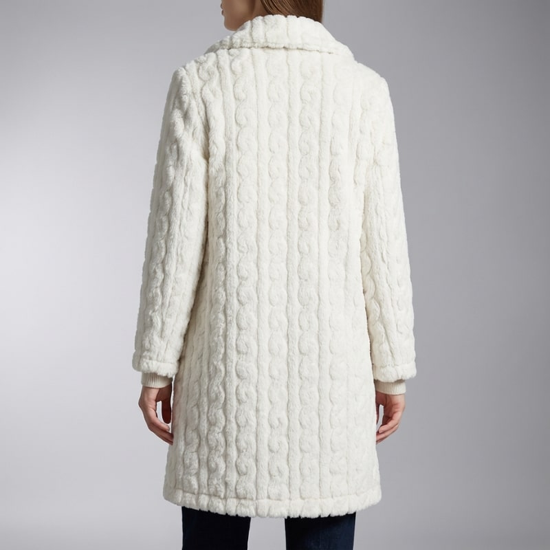 Sanne Women’s Plush Coat – Double-Breasted Mid-Length Faux Fur Winter Jacket