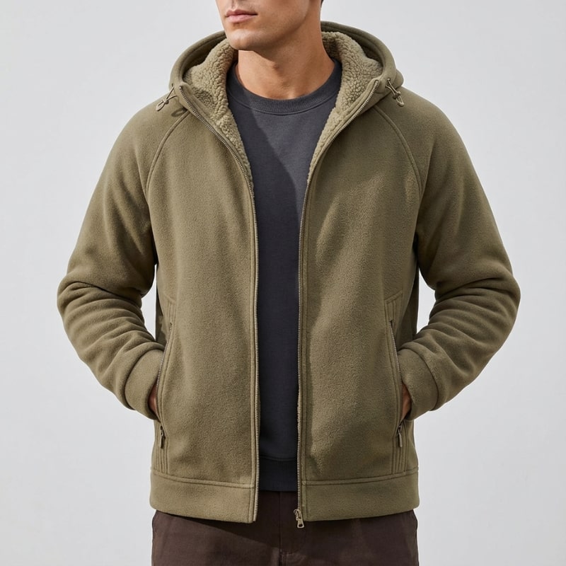 Sven Men’s Sherpa Lined Jacket – Warm Fleece Zip-Up Hooded Jacket for Cold Weather