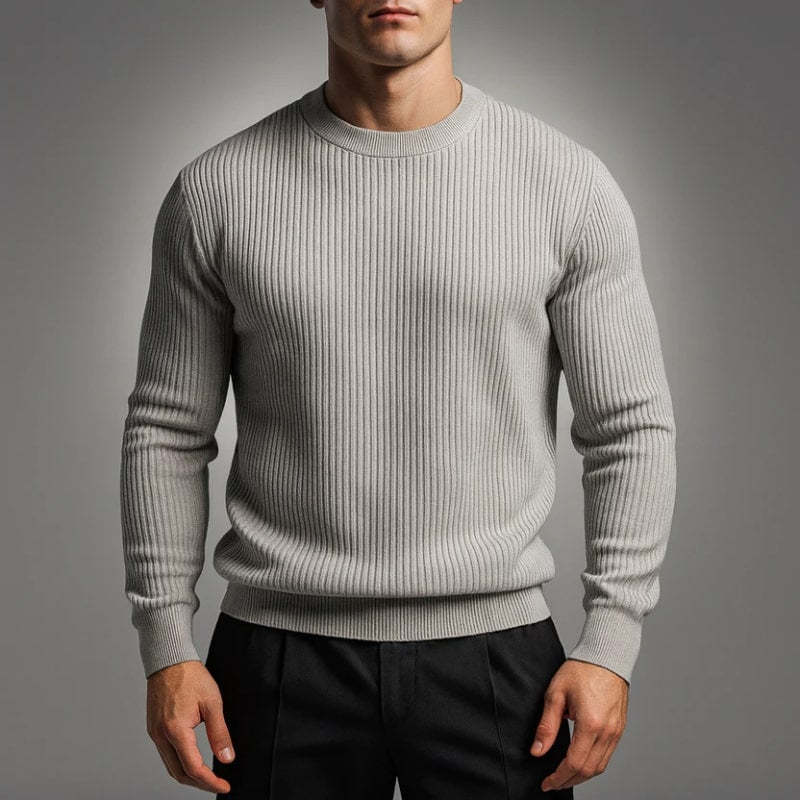 Raphaël Men’s Knit Sweater – Lightweight Structured Pullover with Vertical Texture