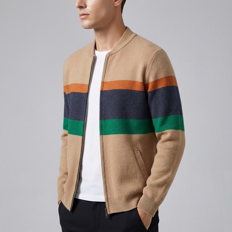 Matteo Men’s Zip Up Jacket – Soft Knit Lightweight Jacket for Cold Weather