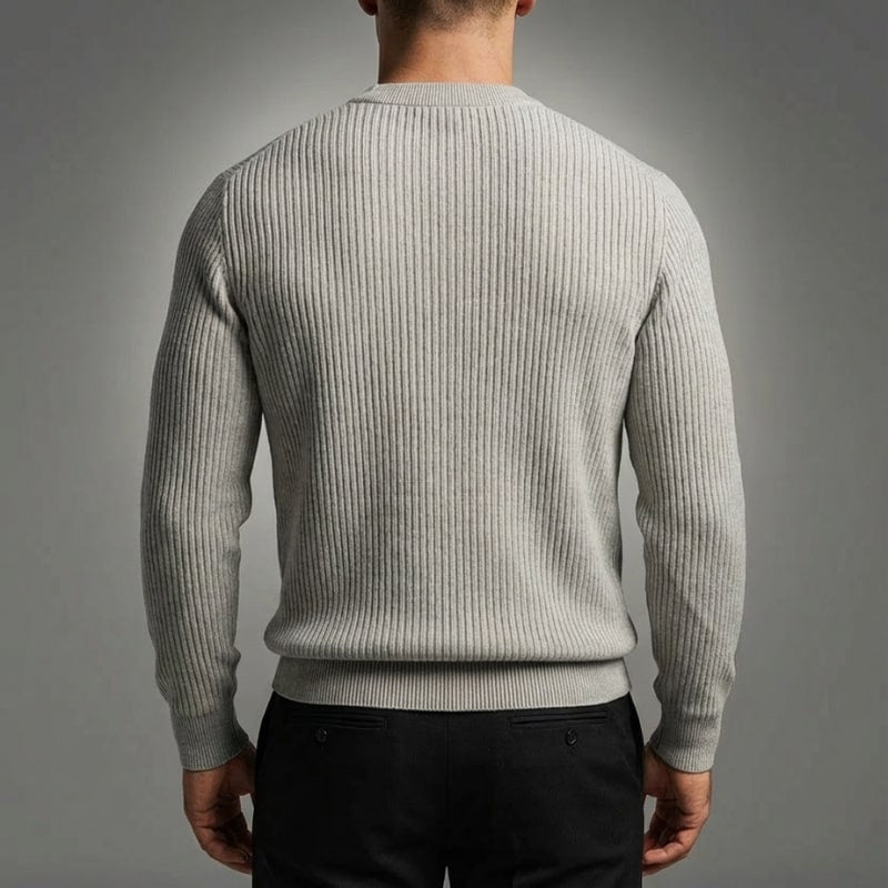 Raphaël Men’s Knit Sweater – Lightweight Structured Pullover with Vertical Texture