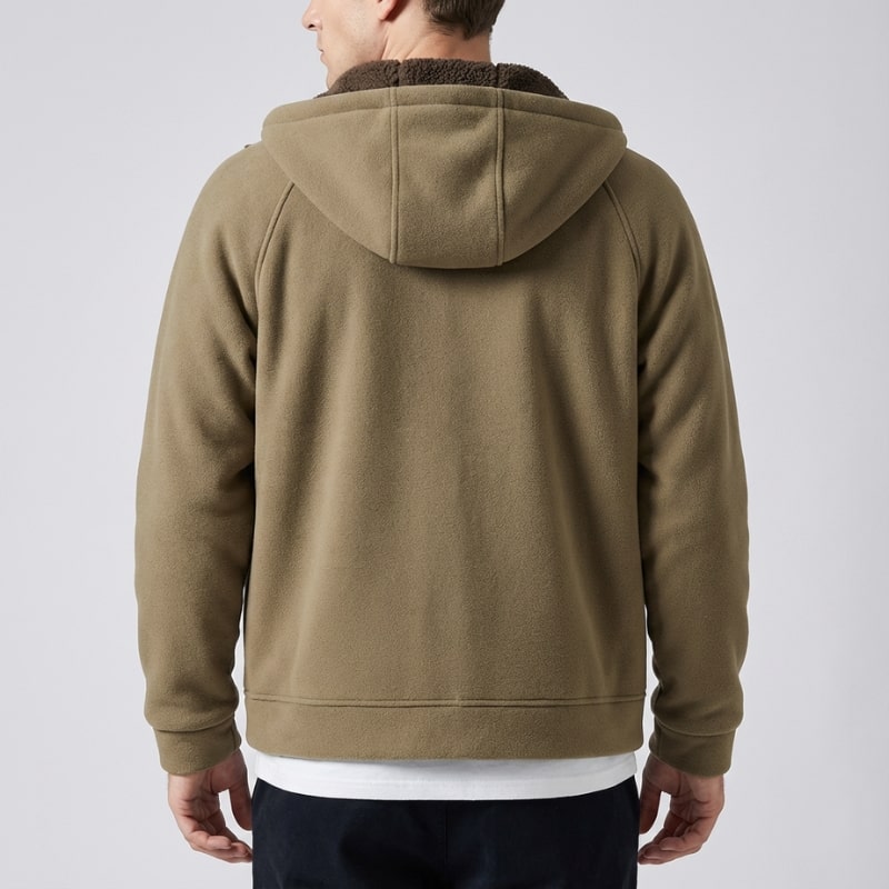 Sven Men’s Sherpa Lined Jacket – Warm Fleece Zip-Up Hooded Jacket for Cold Weather