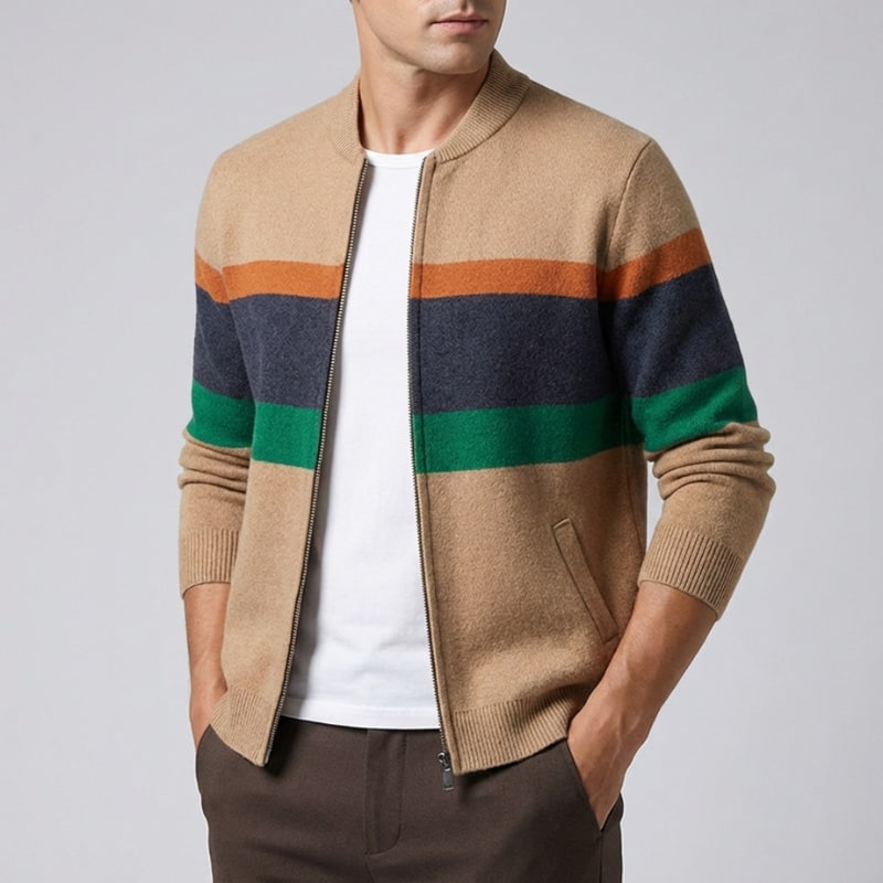 Matteo Men’s Zip Up Jacket – Soft Knit Lightweight Jacket for Cold Weather