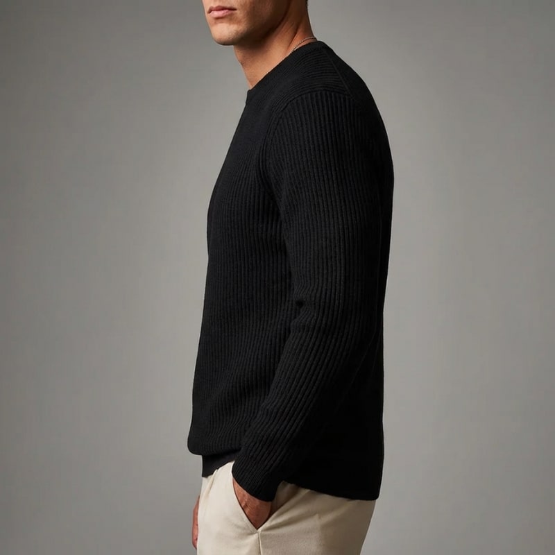 Raphaël Men’s Knit Sweater – Lightweight Structured Pullover with Vertical Texture