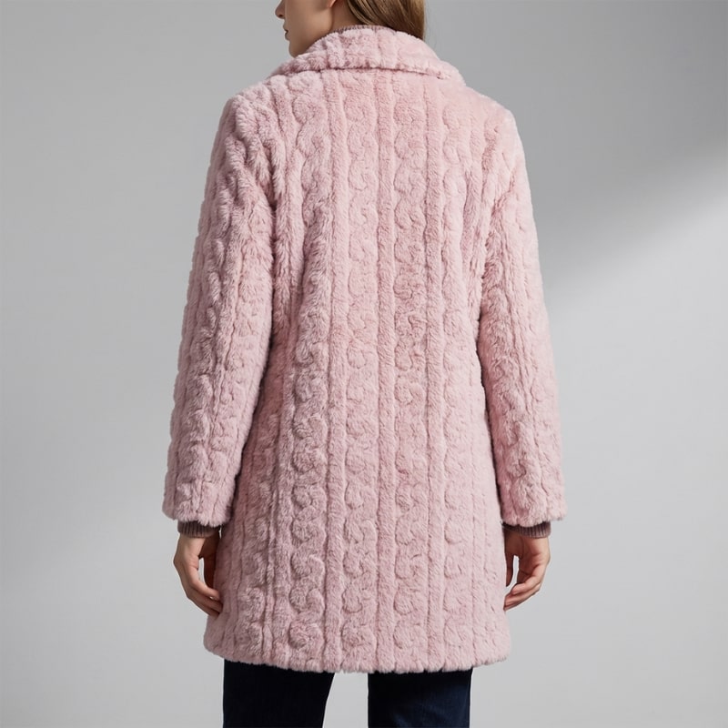 Sanne Women’s Plush Coat – Double-Breasted Mid-Length Faux Fur Winter Jacket