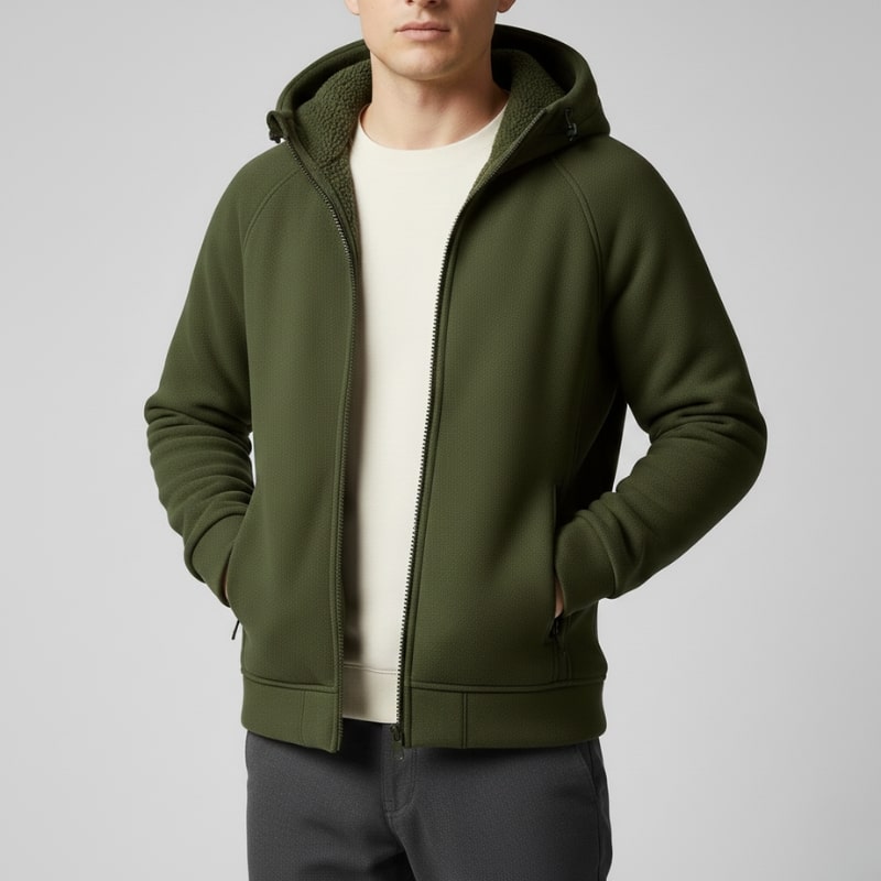 Sven Men’s Sherpa Lined Jacket – Warm Fleece Zip-Up Hooded Jacket for Cold Weather