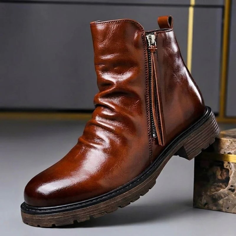 Manuel Men’s Leather Boots – Handcrafted Italian Leather with Cushioned Sole