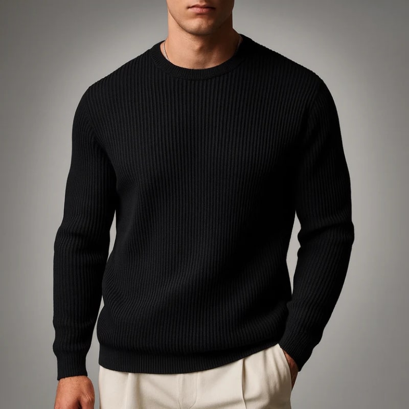 Raphaël Men’s Knit Sweater – Lightweight Structured Pullover with Vertical Texture