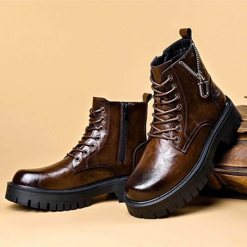 Francesco Men’s Leather Boots – Handcrafted Polished Leather Ankle Boots
