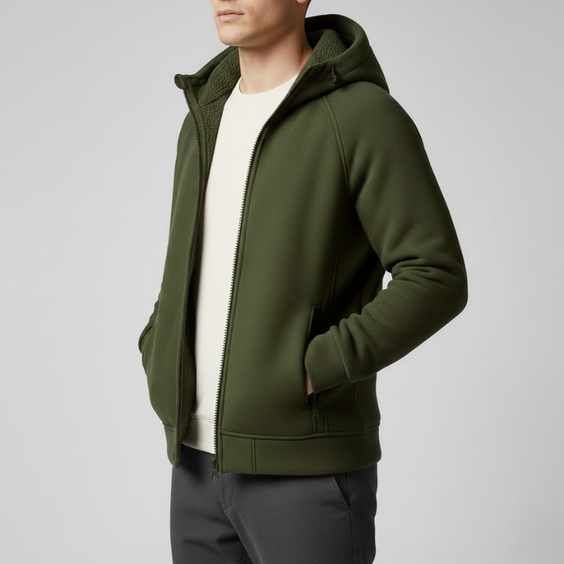 Sven Men’s Sherpa Lined Jacket – Warm Fleece Zip-Up Hooded Jacket for Cold Weather