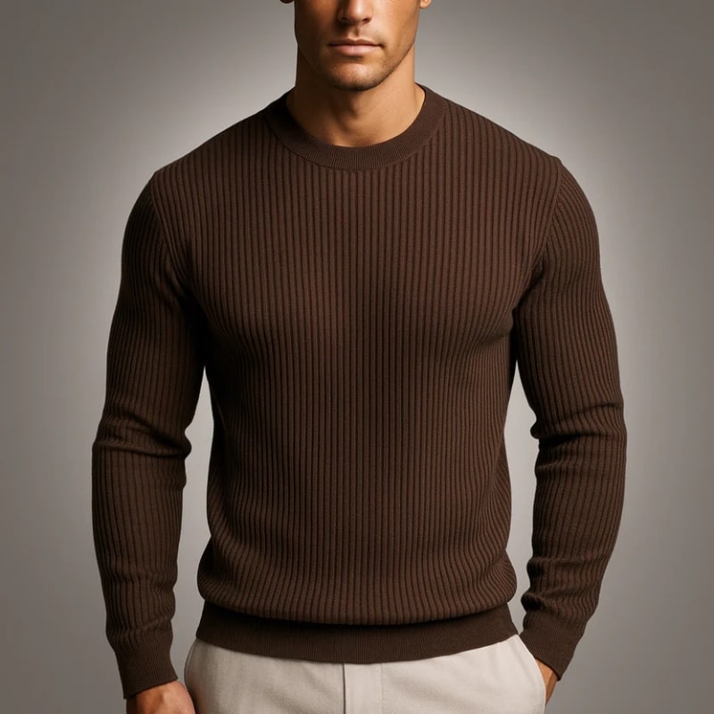 Raphaël Men’s Knit Sweater – Lightweight Structured Pullover with Vertical Texture