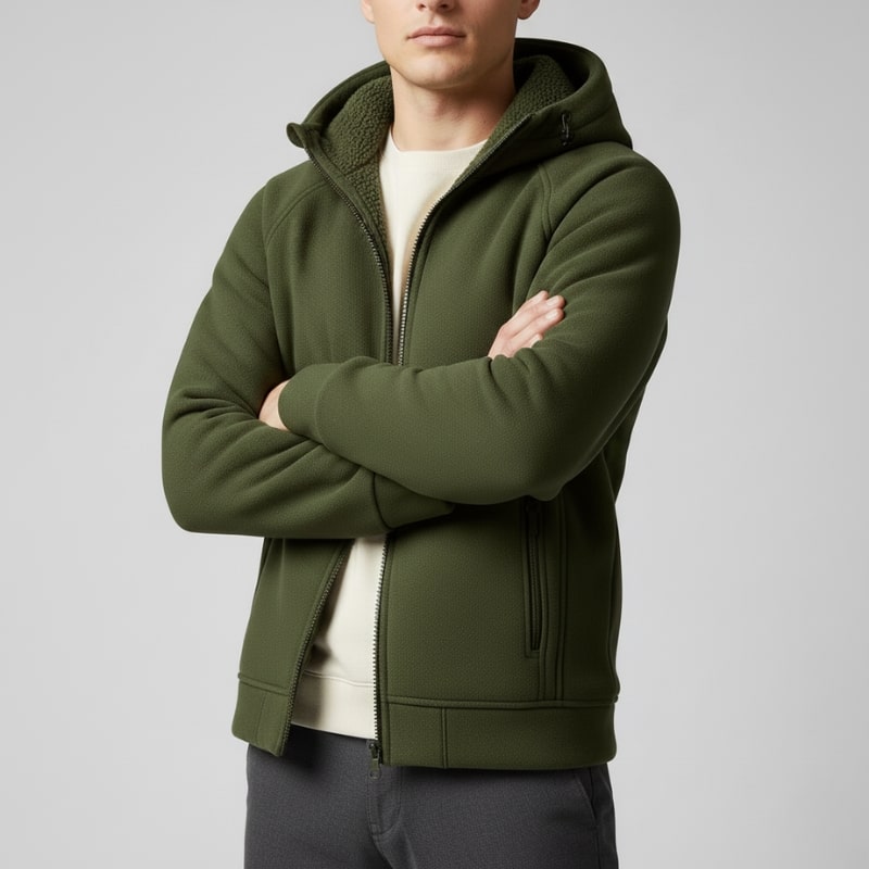 Sven Men’s Sherpa Lined Jacket – Warm Fleece Zip-Up Hooded Jacket for Cold Weather