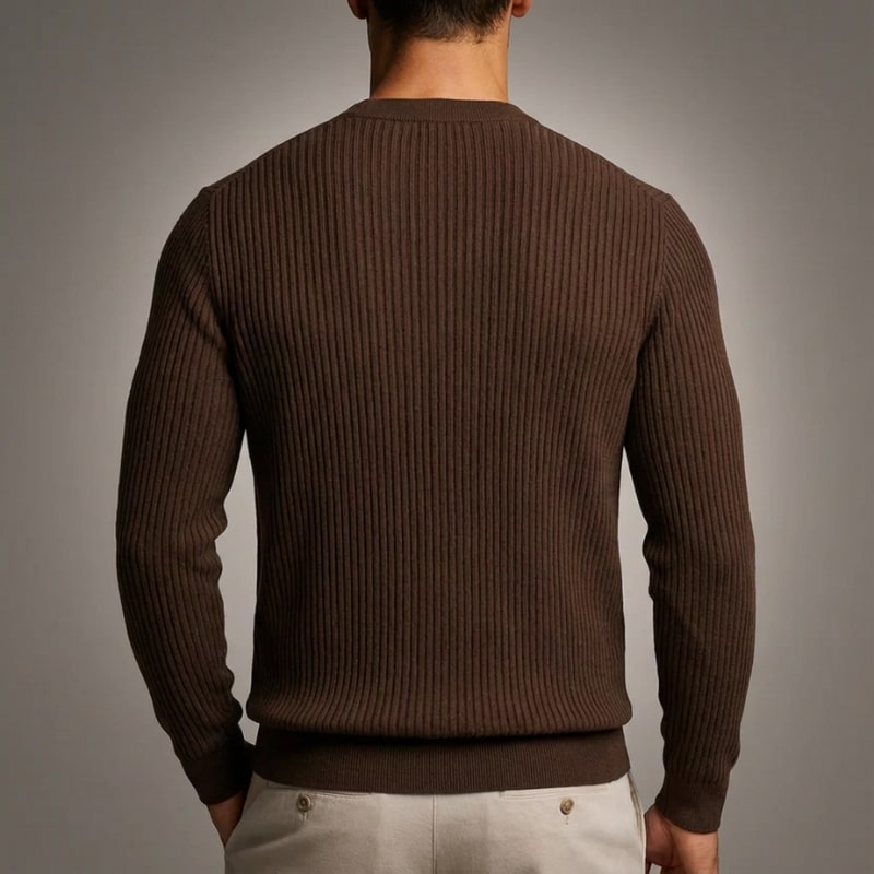 Raphaël Men’s Knit Sweater – Lightweight Structured Pullover with Vertical Texture