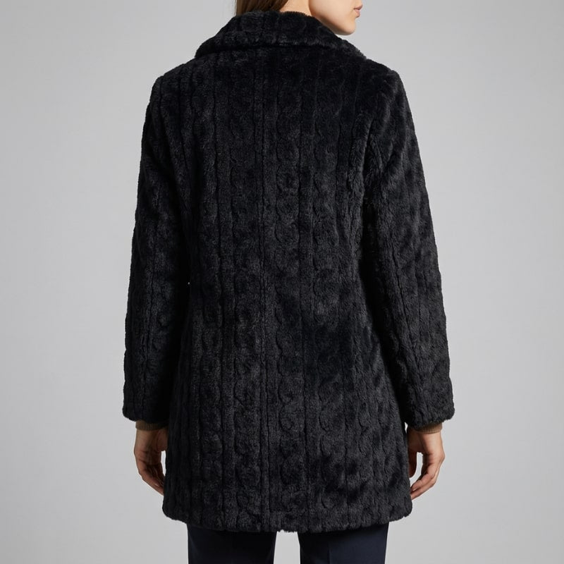 Sanne Women’s Plush Coat – Double-Breasted Mid-Length Faux Fur Winter Jacket