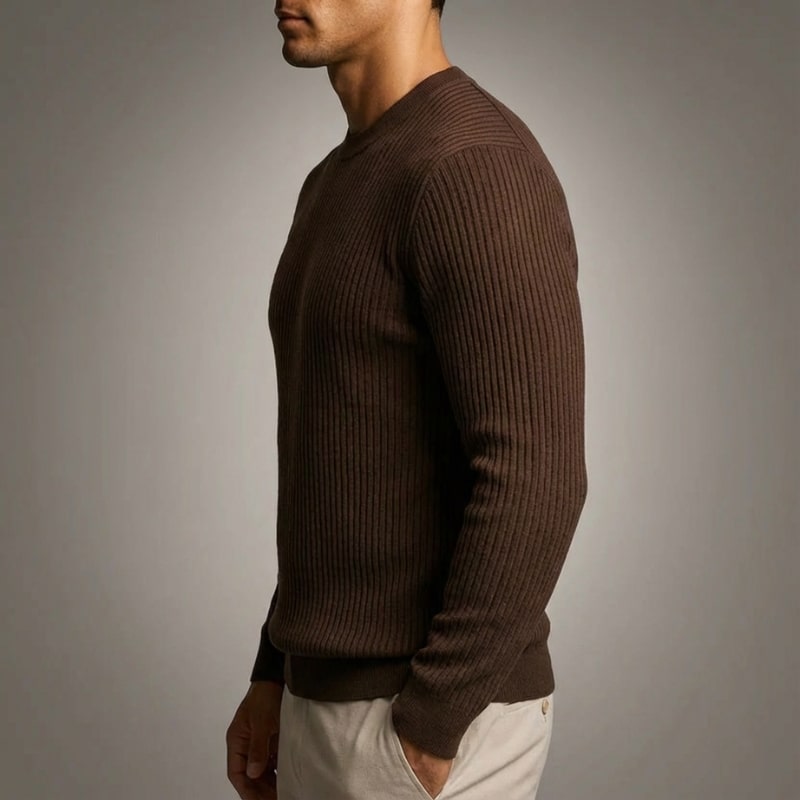 Raphaël Men’s Knit Sweater – Lightweight Structured Pullover with Vertical Texture