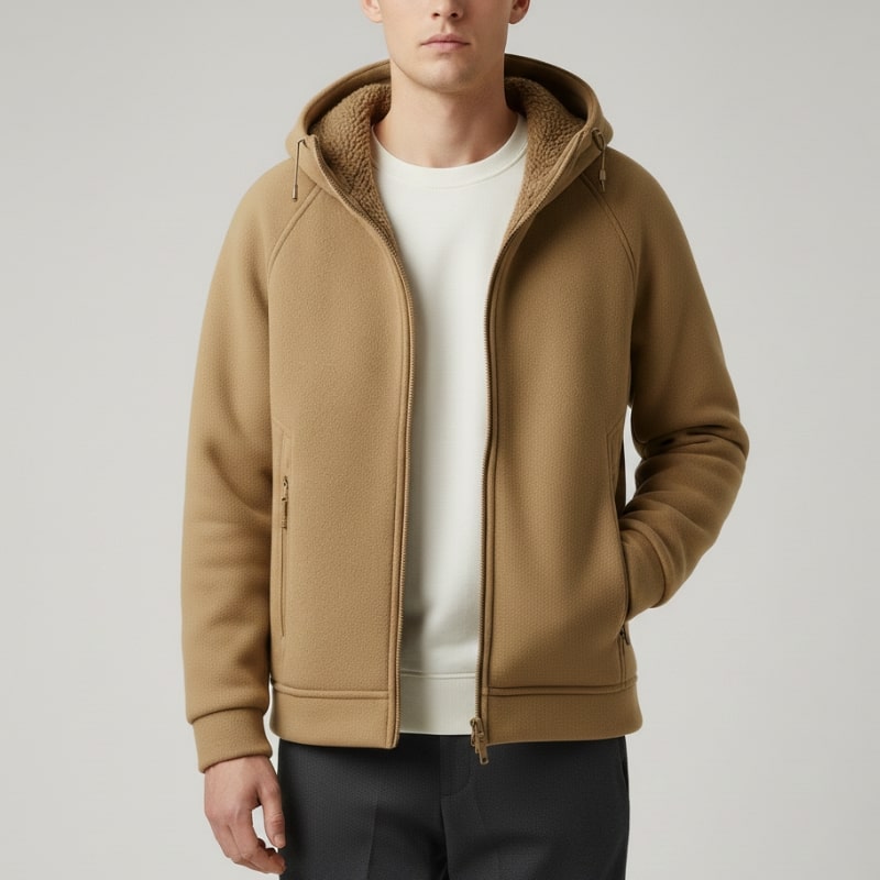 Sven Men’s Sherpa Lined Jacket – Warm Fleece Zip-Up Hooded Jacket for Cold Weather