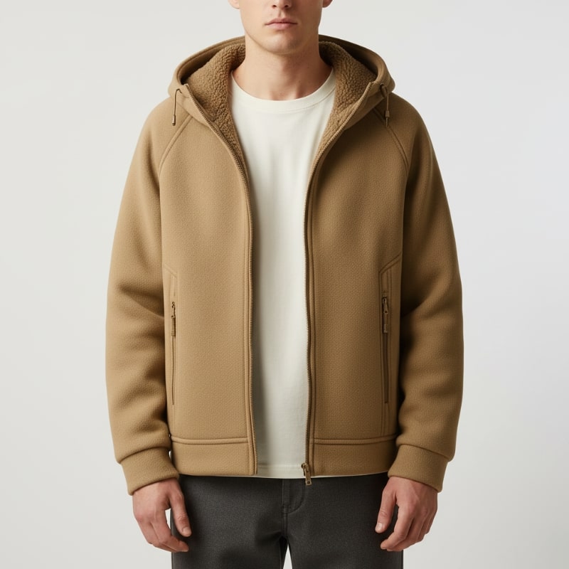 Sven Men’s Sherpa Lined Jacket – Warm Fleece Zip-Up Hooded Jacket for Cold Weather