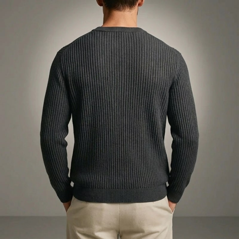 Raphaël Men’s Knit Sweater – Lightweight Structured Pullover with Vertical Texture