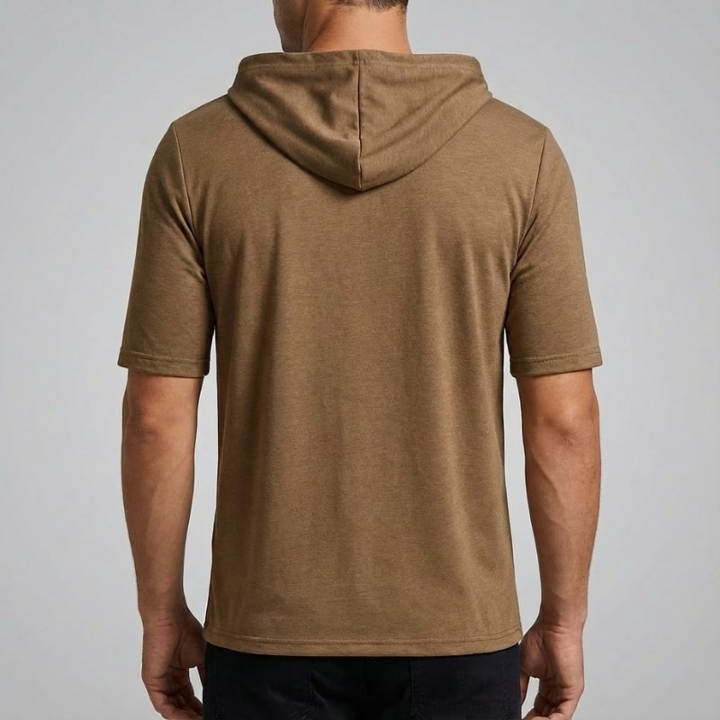 Stefan Men’s Hooded Shirt – Stretch-Knit Cotton with Asymmetrical Hem