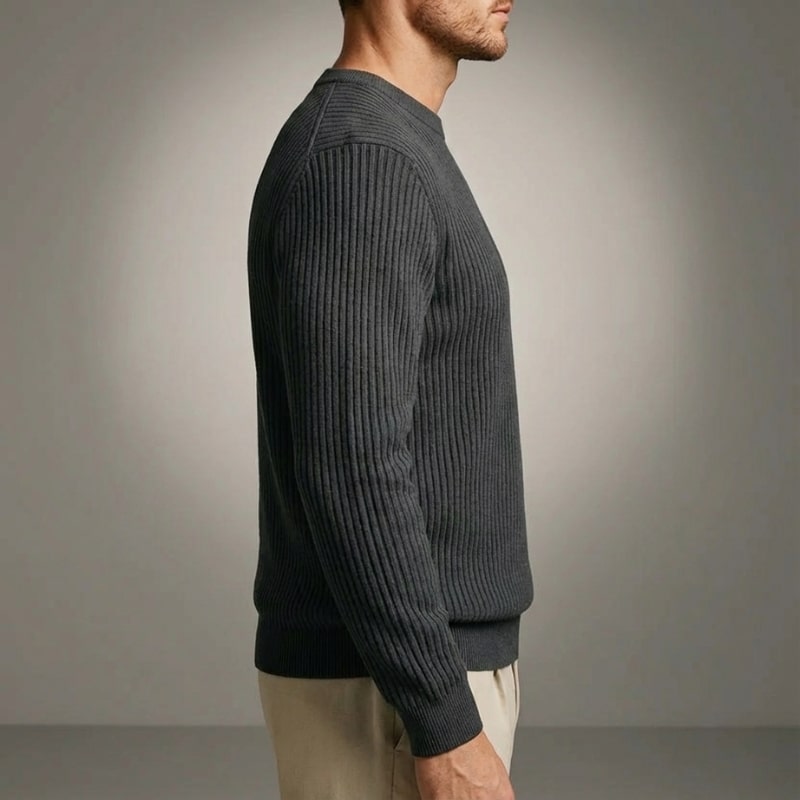 Raphaël Men’s Knit Sweater – Lightweight Structured Pullover with Vertical Texture