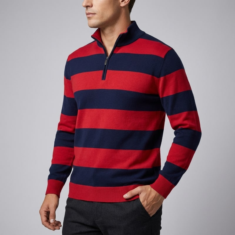 Connor Men’s Quarter-Zip Sweater – Medium-Weight Cotton Knit with Relaxed Fit Pullover