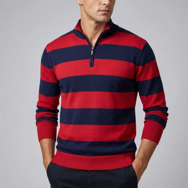 Connor Men’s Quarter-Zip Sweater – Medium-Weight Cotton Knit with Relaxed Fit Pullover