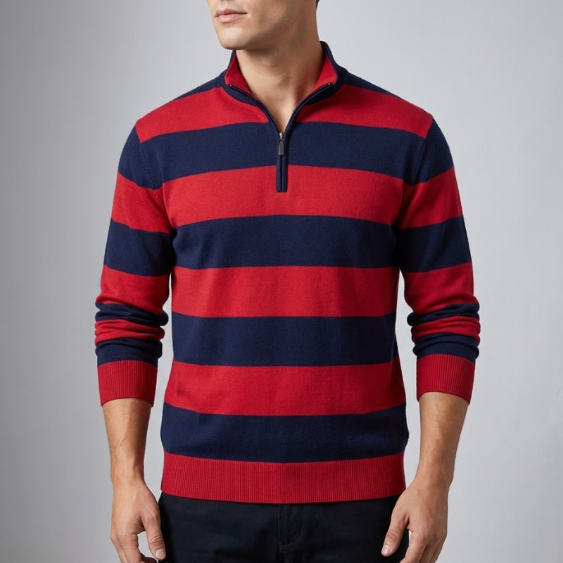 Connor Men’s Quarter-Zip Sweater – Medium-Weight Cotton Knit with Relaxed Fit Pullover